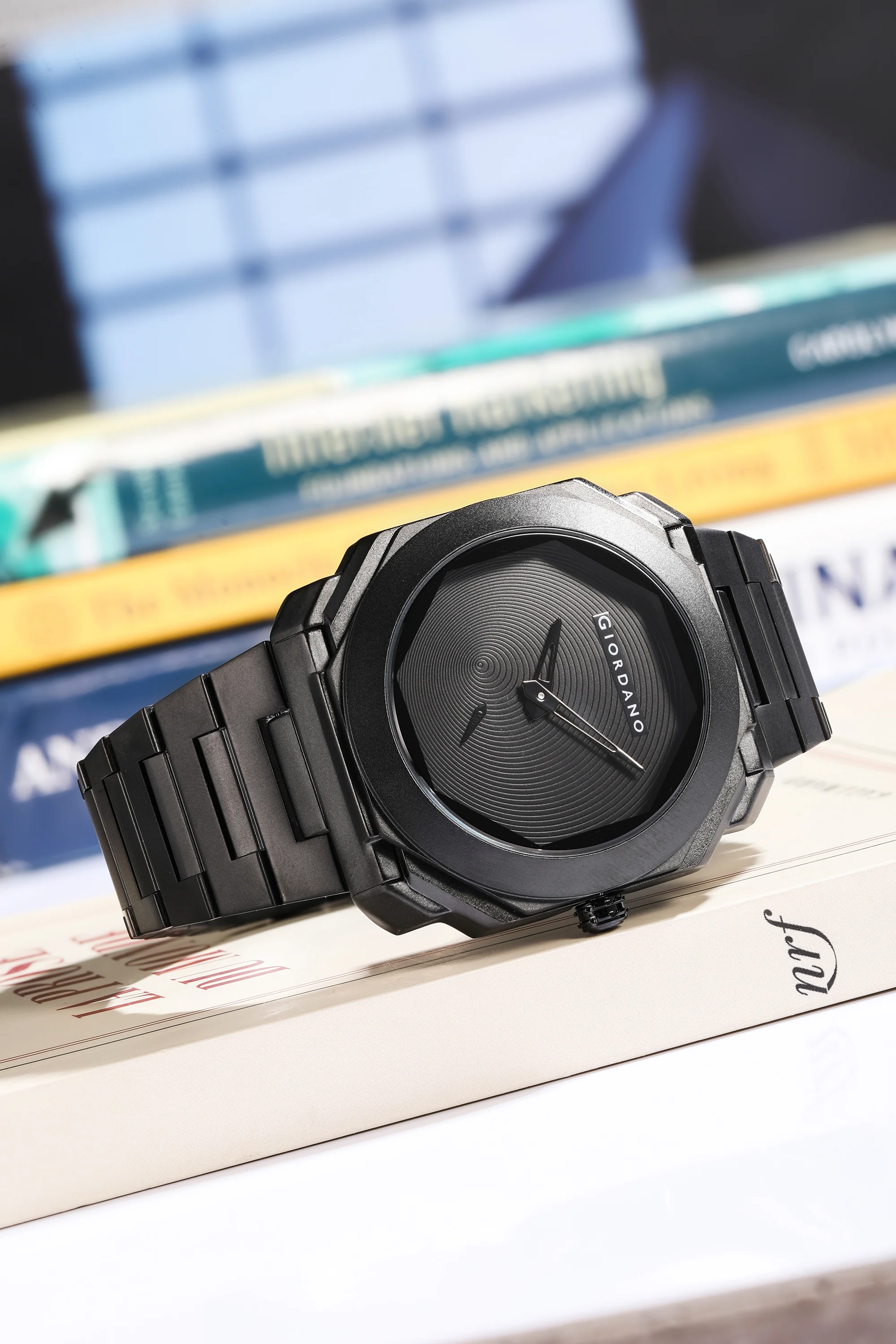 Giordano Octagonal Stainless Steel Watch for Men – Textured Dial with Subdial, Matte Finish Strap | GZ-50131-11 - Image 3