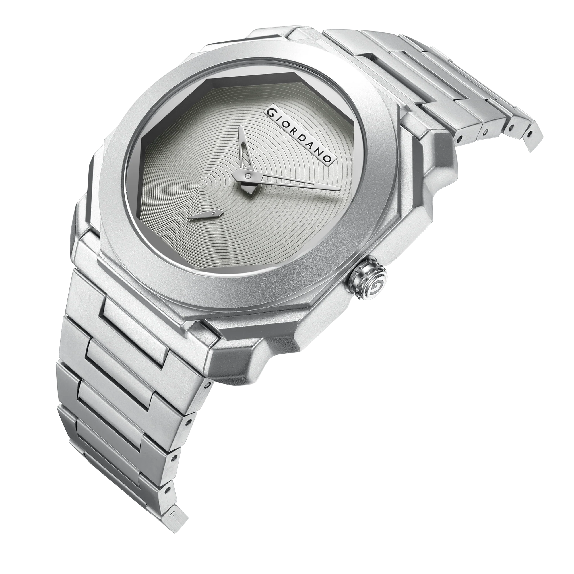 Giordano Octagonal Stainless Steel Watch for Men – Textured Dial with Subdial, Matte Finish Strap | GZ-50131-33 - Image 6