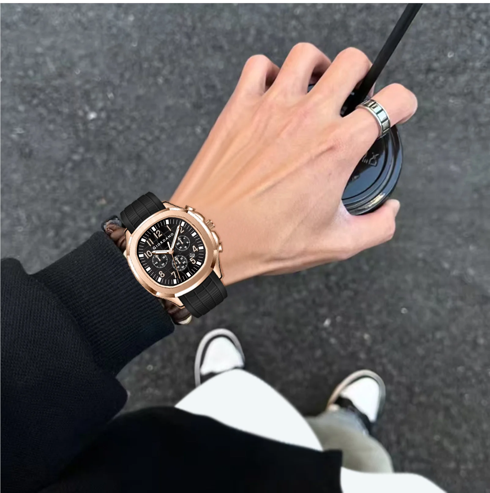 Giordano Precision and Comfort Multi Function Watch for Men with Textured Dial & Trendy Silicone Band | GZ-50143-02 - Image 2