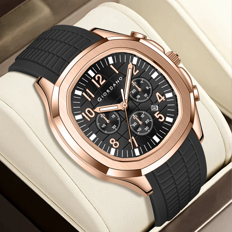 Giordano Precision and Comfort Multi Function Watch for Men with Textured Dial & Trendy Silicone Band | GZ-50143-02 - Image 3