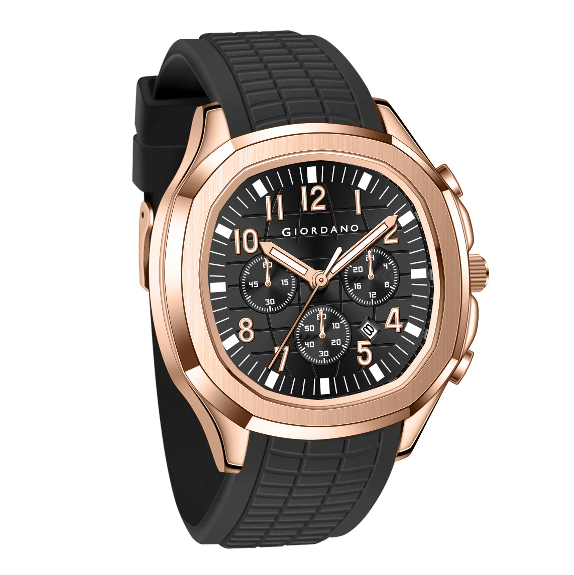 Giordano Precision and Comfort Multi Function Watch for Men with Textured Dial & Trendy Silicone Band | GZ-50143-02 - Image 4