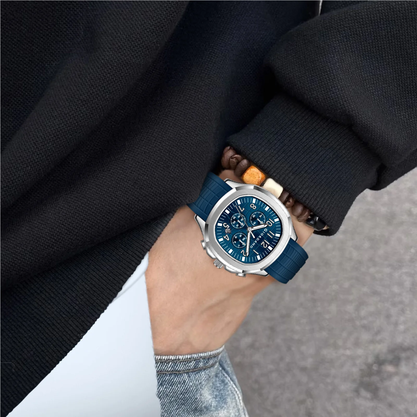Giordano Precision and Comfort Multi Function Watch for Men with Textured Dial & Trendy Silicone Band | GZ-50143-03 - Image 2