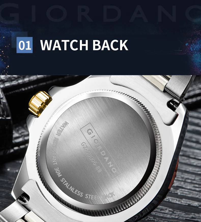 Giordano Premium Analog Watch for Men with Rotating Bezel, Stainless Steel Strap and Date Display | GZ-50006-88 - Image 5