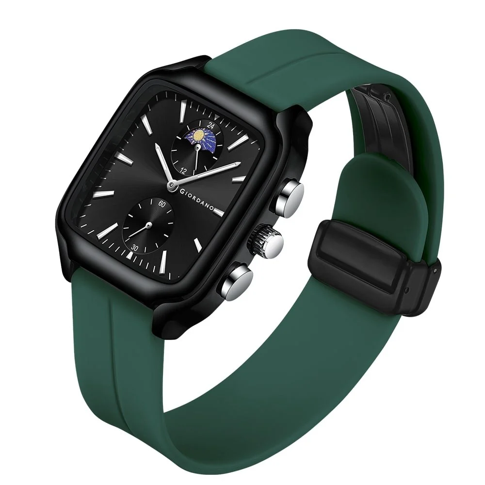 Giordano Premium Square Case Watch for Men | Moon Phase/24-Hour Indicator, Dual Subdials, Silicone Strap GZ-50166-03 - Image 4