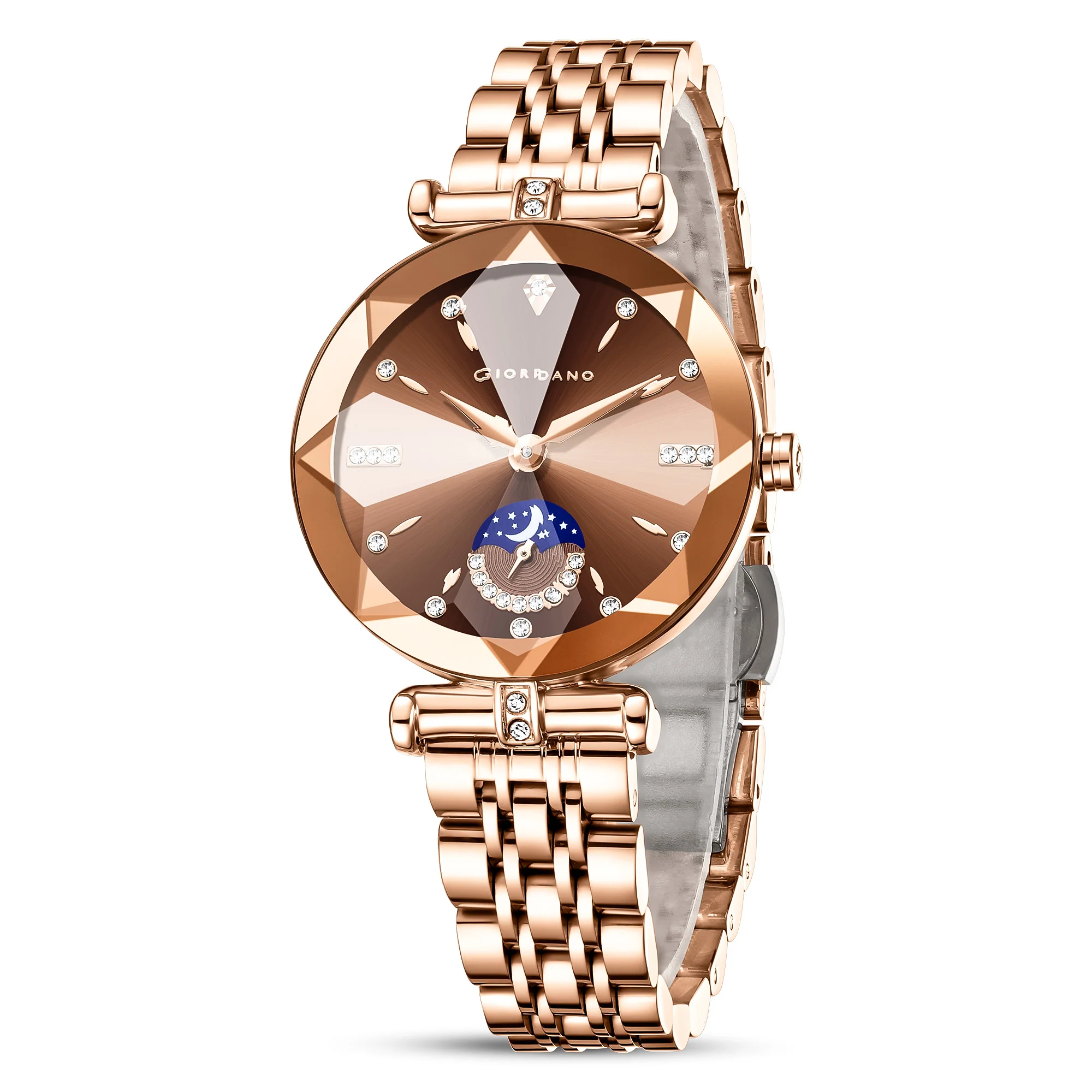 Giordano Premium Watch for women Elegant Round cut glass Dial with Stainless Steel Strap & Quartz Movement-GZ-60094-11 - Image 4