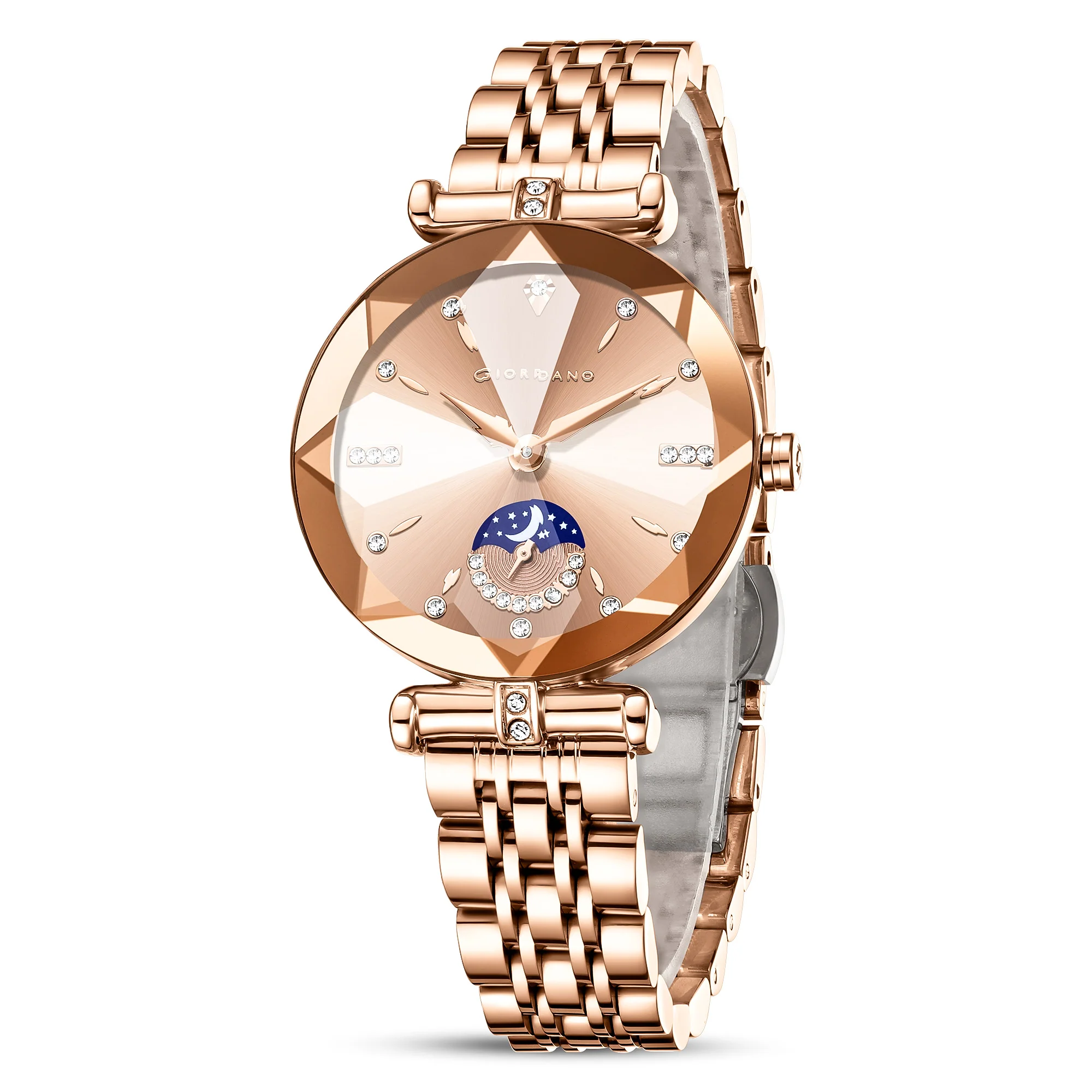 Giordano Premium Watch for women Elegant Round cut glass Dial with Stainless Steel Strap & Quartz Movement-GZ-60094-22 - Image 4
