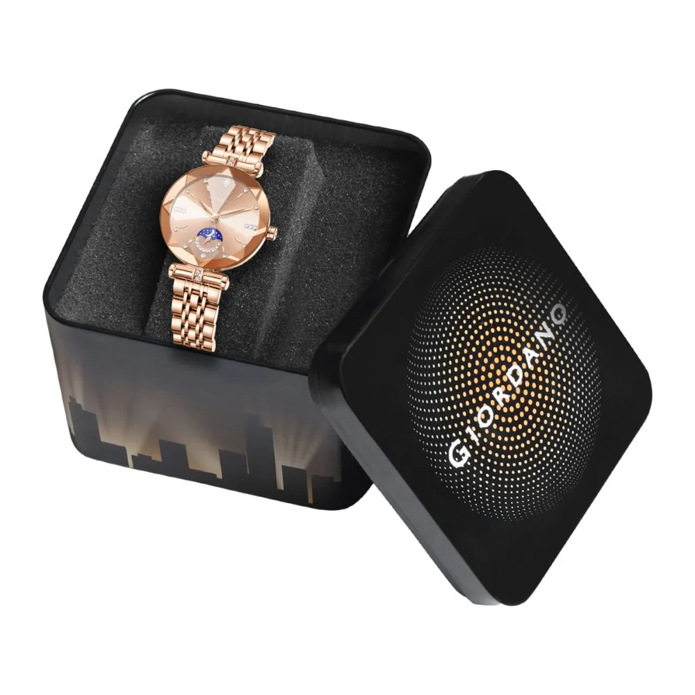 Giordano Premium Watch for women Elegant Round cut glass Dial with Stainless Steel Strap & Quartz Movement-GZ-60094-22 - Image 6