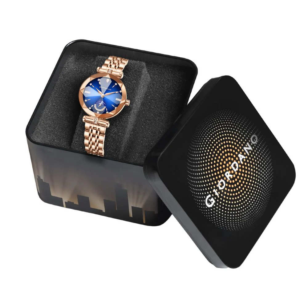 Giordano Premium Watch for women Elegant Round cut glass Dial with Stainless Steel Strap & Quartz Movement-GZ-60094-33 - Image 6