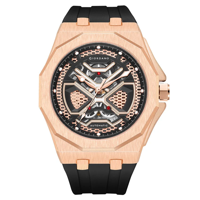 Giordano Red Automatic Unique Watch for Men with Stainless Steel Case, Silicone Strap, Luxury Design & Water Resistant GZ-50125-02 - Image 7