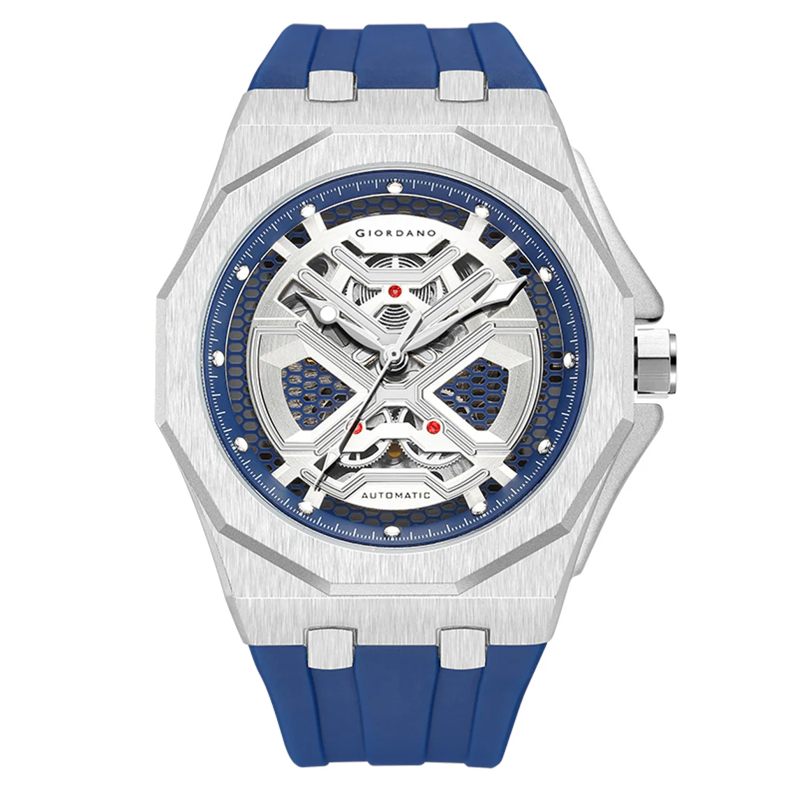 Giordano Red Automatic Unique Watch for Men with Stainless Steel Case, Silicone Strap, Luxury Design & Water Resistant GZ-50125-03 - Image 8
