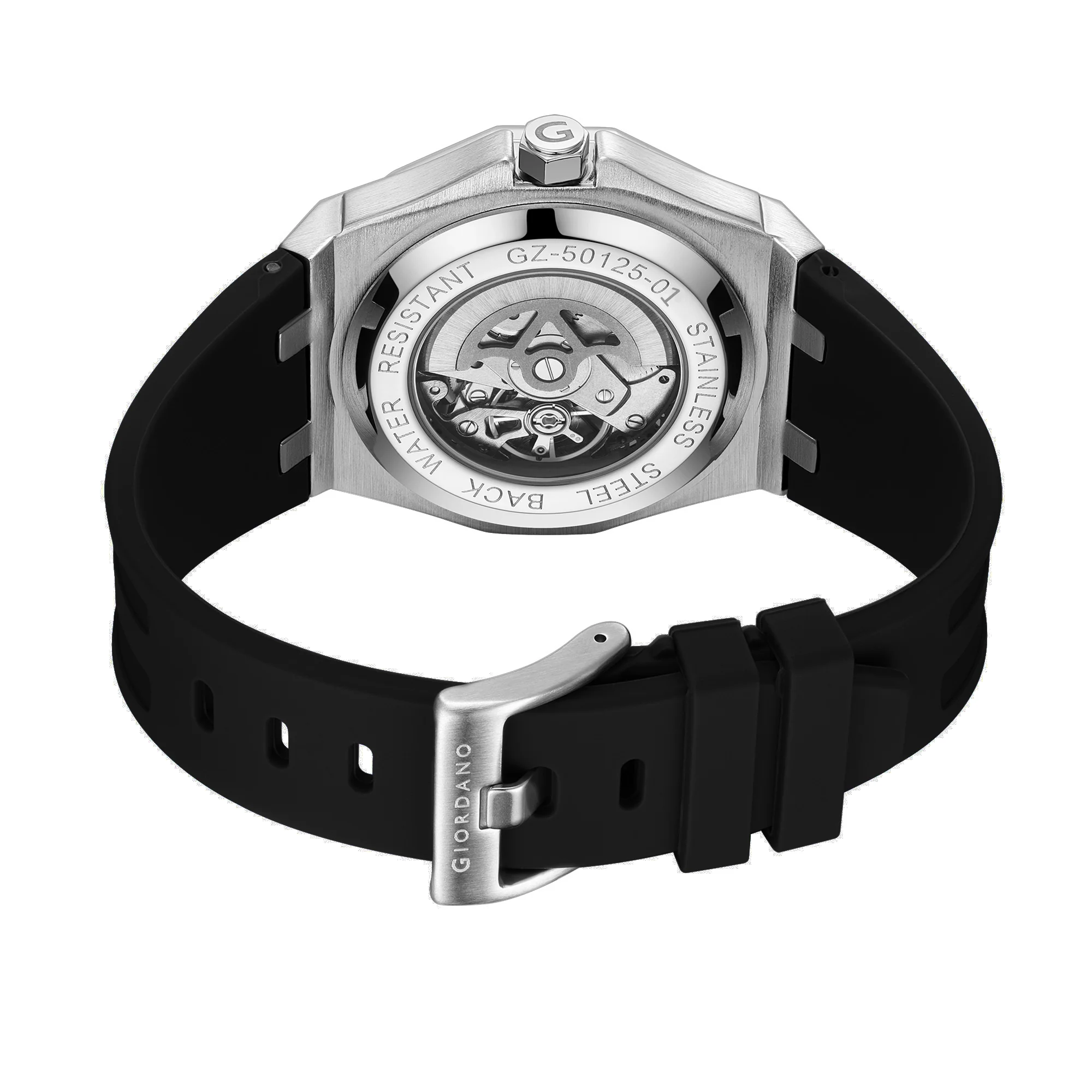 Giordano Red Automatic Unique Watch for Men with Stainless Steel Case, Silicone Strap, Luxury Design & Water Resistant GZ-50125-03 - Image 8
