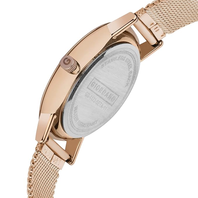Giordano Rose Gold  Analog Stylish Watch for Couple with Stylish dial with Roman Indicess and mesh Metal Strap GD-1172-SETA-11 - Image 7