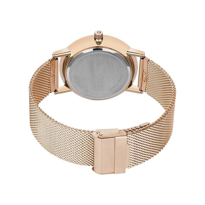 Giordano Rose Gold  Analog Stylish Watch for Couple with Stylish dial with Roman Indicess and mesh Metal Strap GD-1172-SETA-11 - Image 8