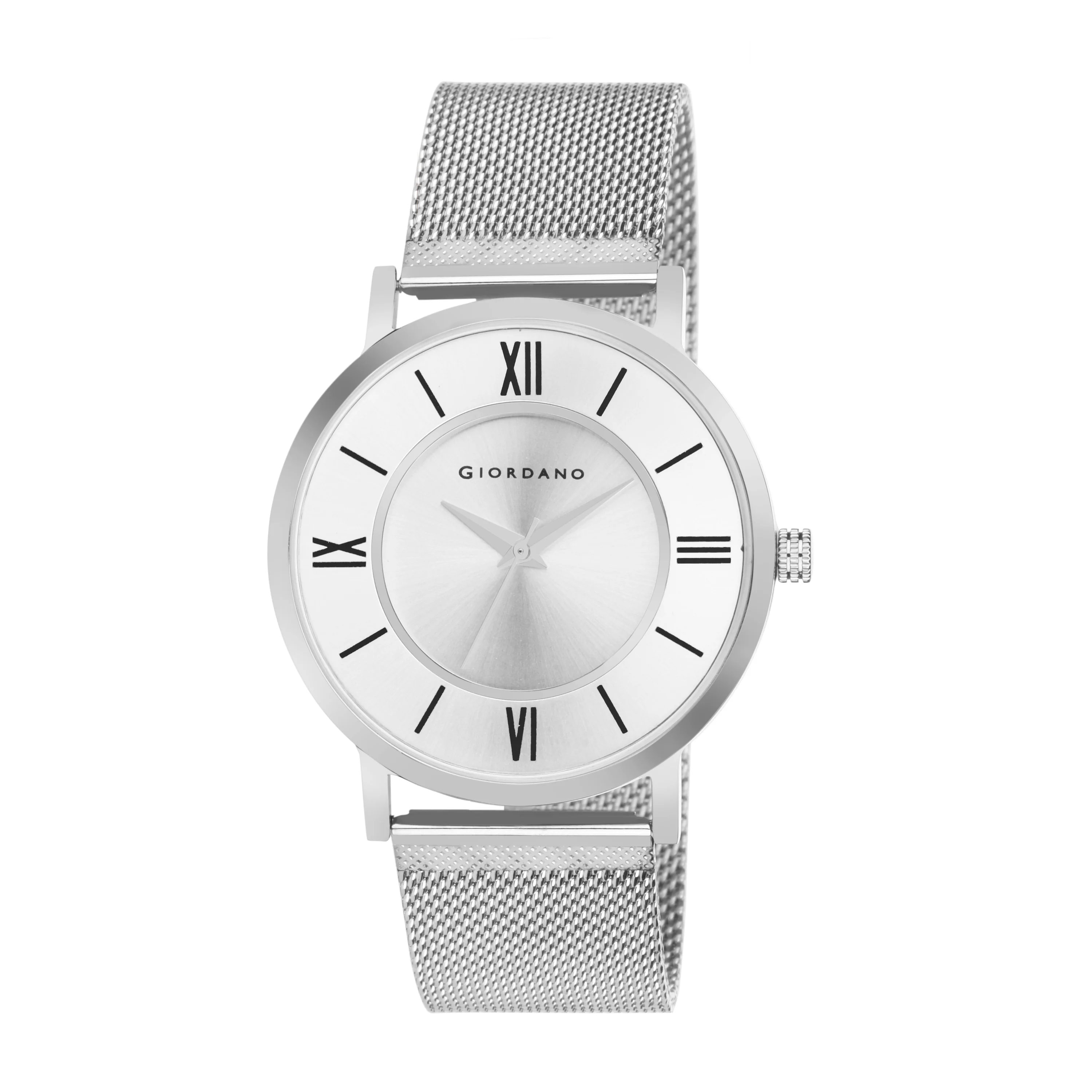 Giordano Rose Gold  Analog Stylish Watch for Couple with Stylish dial with Roman Indicess and mesh Metal Strap GD-1172-SETA-22 - Image 2