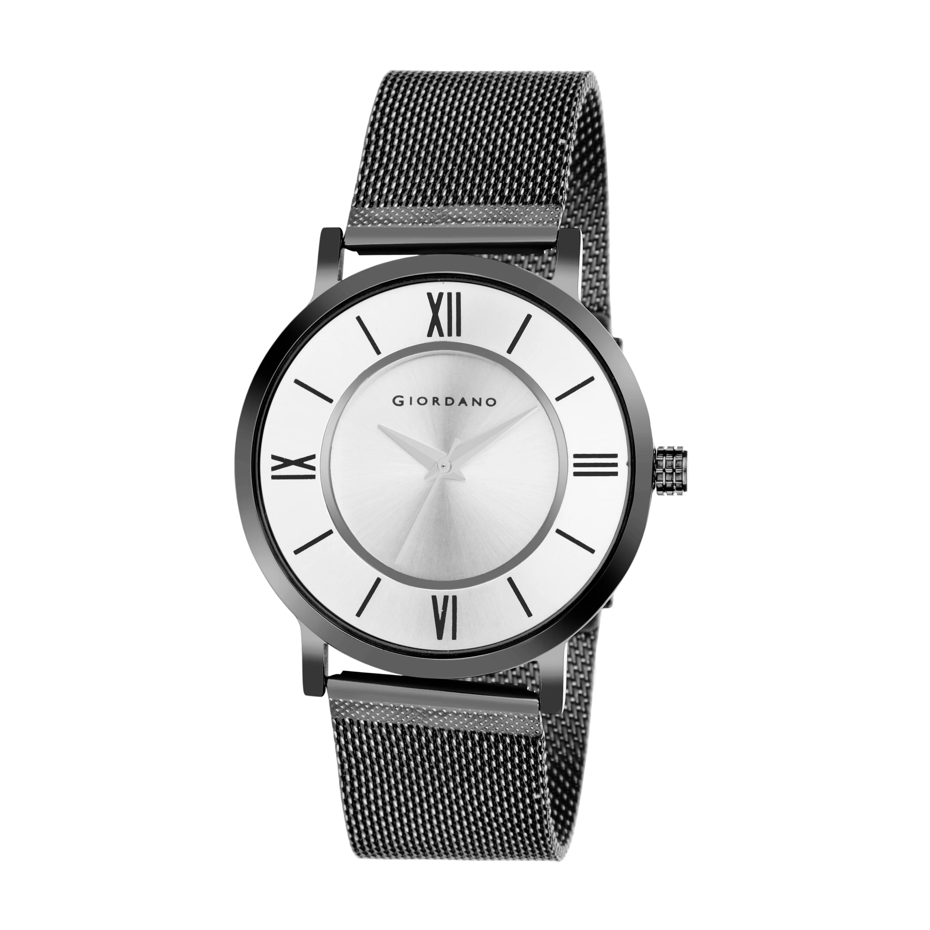 Giordano Rose Gold  Analog Stylish Watch for Couple with Stylish dial with Roman Indicess and mesh Metal Strap GD-1172-SETA-44 - Image 2