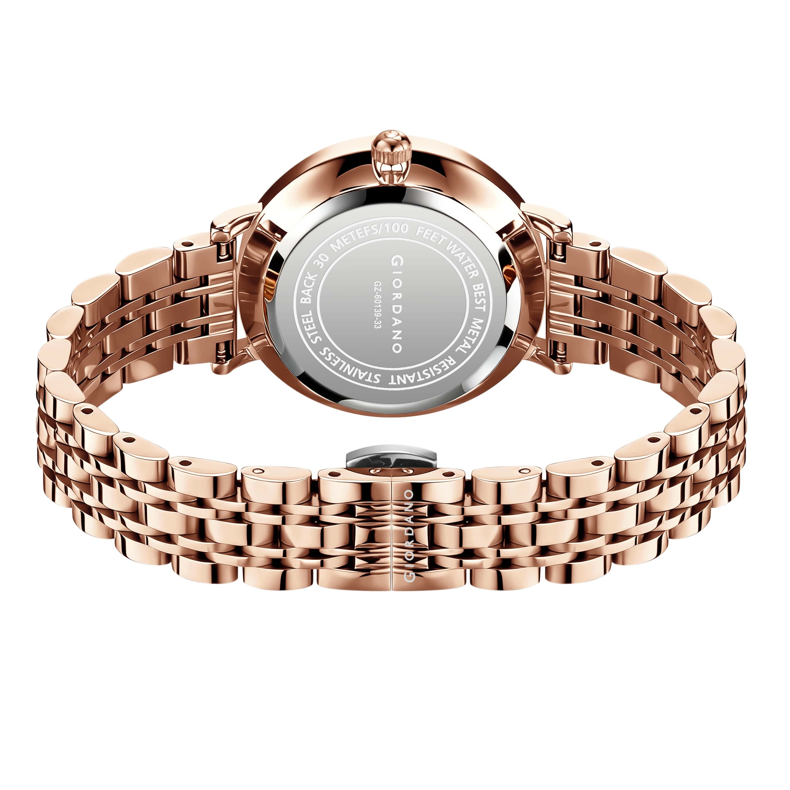 Giordano Rose Gold Analog Watch for Women with Luminous Hands & Markers, Day & Date Display and Stainless Steel Strap - GZ-60139-33 - Image 7
