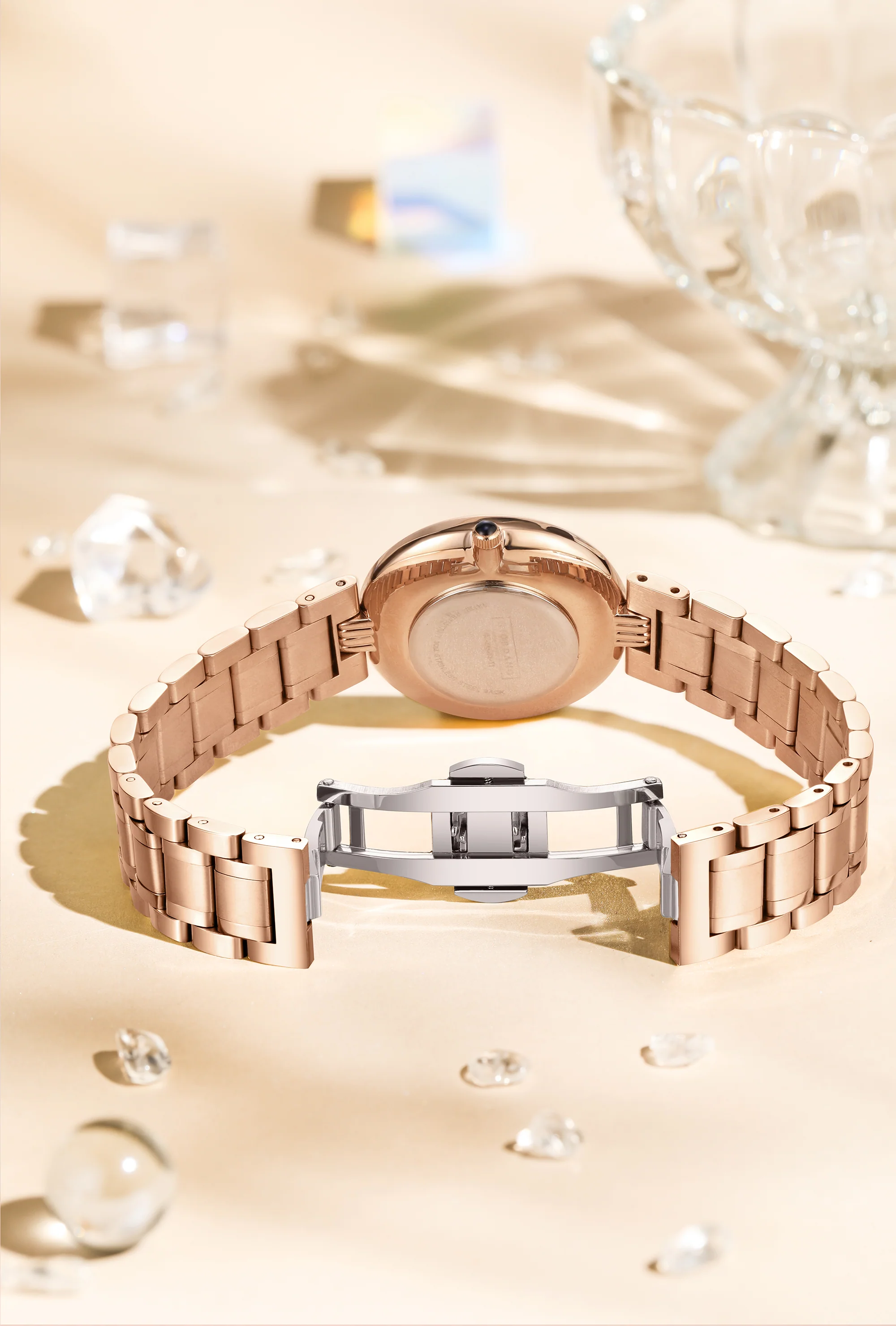 Giordano Rose Gold  Dancing Diamonds Collection Analogue Watch for Women with Elegant Stainless Steel Strap and 3 Hand Mechanism GZ-60083-11 - Image 3