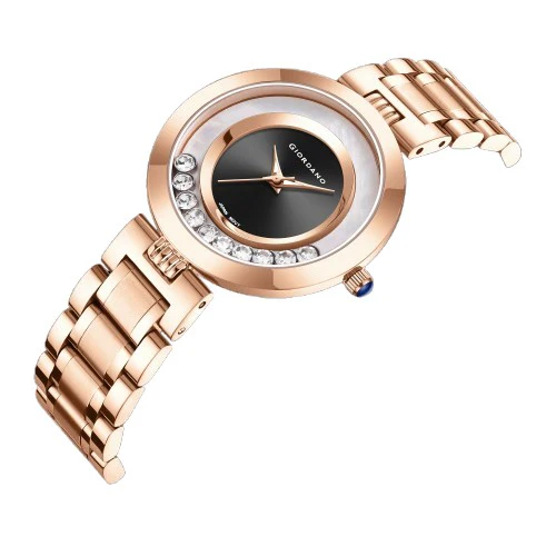 Giordano Rose Gold  Dancing Diamonds Collection Analogue Watch for Women with Elegant Stainless Steel Strap and 3 Hand Mechanism GZ-60083-11 - Image 5