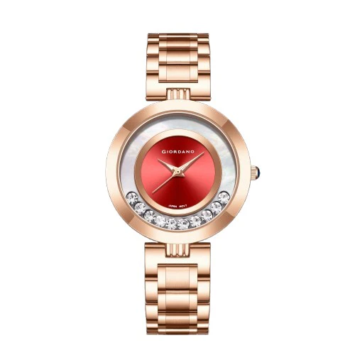 Giordano Rose Gold  Dancing Diamonds Collection Analogue Watch for Women with Elegant Stainless Steel Strap and 3 Hand Mechanism GZ-60083-33 - Image 5