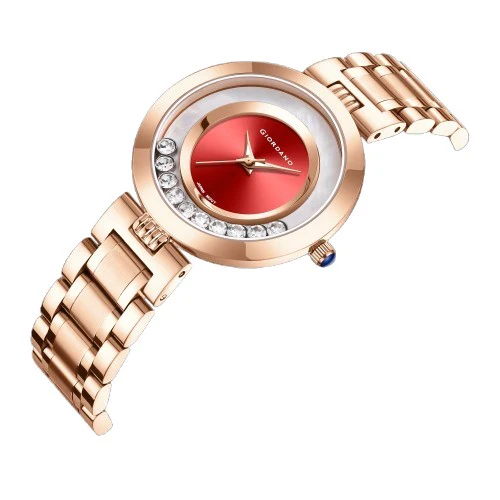 Giordano Rose Gold  Dancing Diamonds Collection Analogue Watch for Women with Elegant Stainless Steel Strap and 3 Hand Mechanism GZ-60083-33 - Image 6