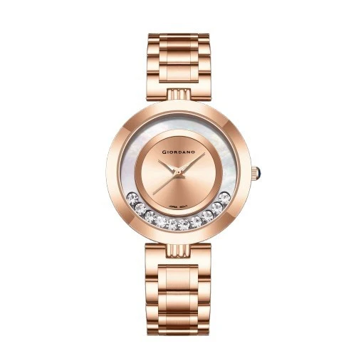 Giordano Rose Gold  Dancing Diamonds Collection Analogue Watch for Women with Elegant Stainless Steel Strap and 3 Hand Mechanism GZ-60083-22 - Image 4