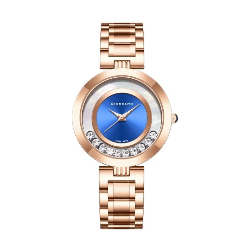 Giordano Rose Gold  Dancing Diamonds Collection Analogue Watch for Women with Elegant Stainless Steel Strap and 3 Hand Mechanism GZ-60083-44 - Image 5