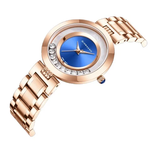 Giordano Rose Gold  Dancing Diamonds Collection Analogue Watch for Women with Elegant Stainless Steel Strap and 3 Hand Mechanism GZ-60083-44 - Image 6