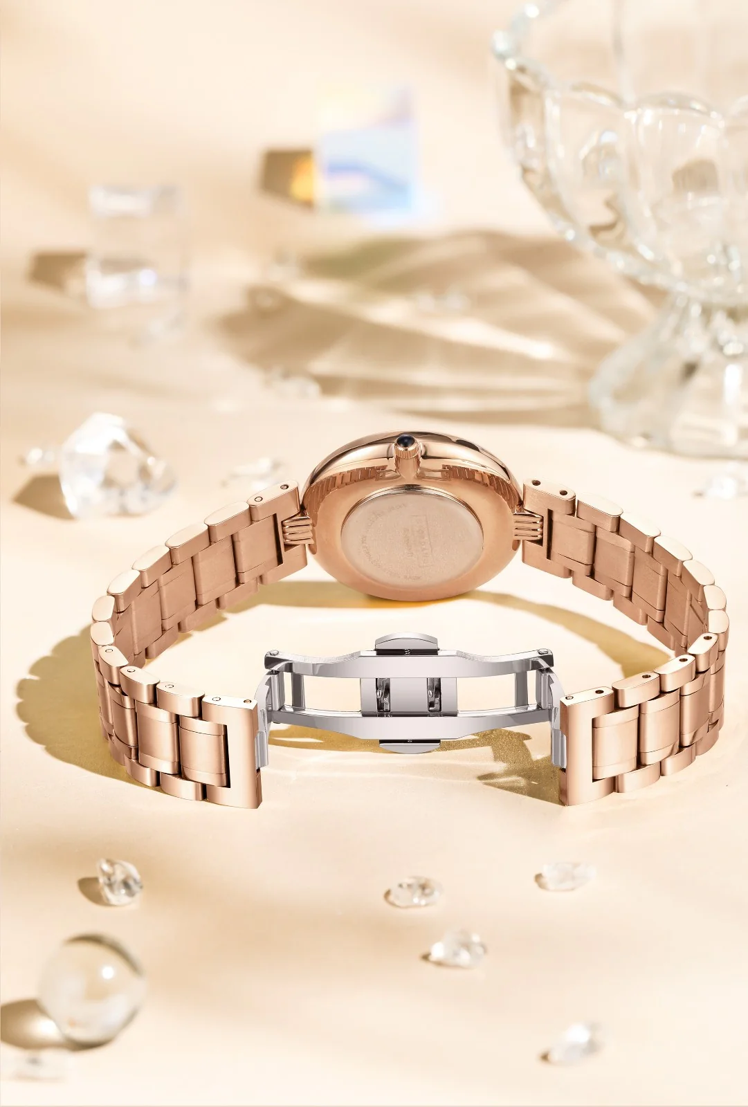 Giordano Rose Gold  Dancing Diamonds Collection Analogue Watch for Women with Elegant Stainless Steel Strap and 3 Hand Mechanism GZ-60083-55 - Image 4