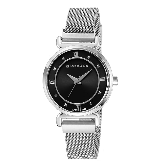Giordano Silver  Analog Stylish Watch for Women with Mesh Metal Strap, 3 Hand Mechanism and Roman Numerals GZ-60062-11 - Image 4