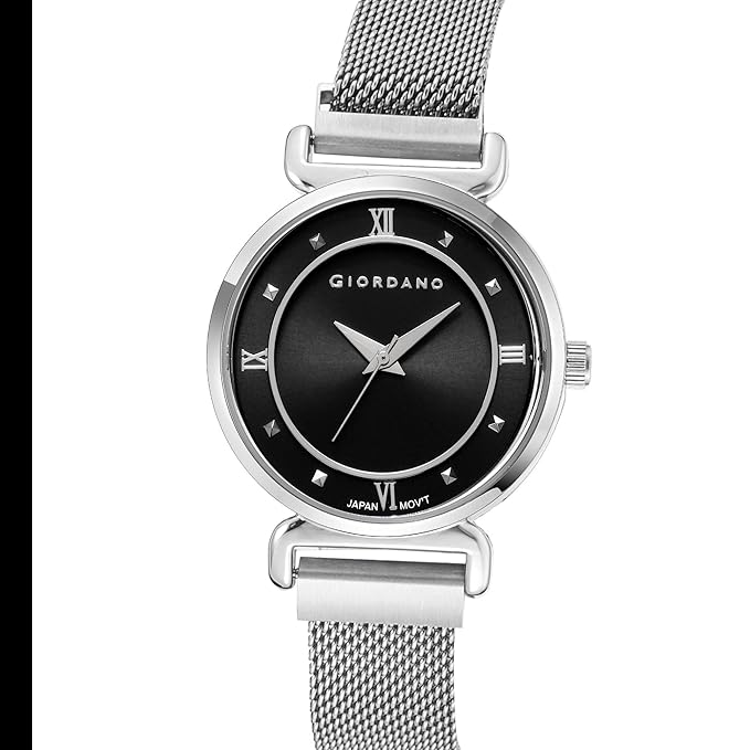 Giordano Silver  Analog Stylish Watch for Women with Mesh Metal Strap, 3 Hand Mechanism and Roman Numerals GZ-60062-11 - Image 6