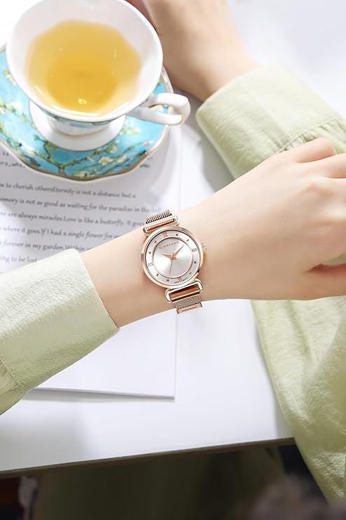 Giordano Silver  Analog Stylish Watch for Women with Mesh Metal Strap, 3 Hand Mechanism and Roman Numerals GZ-60062-22 - Image 2