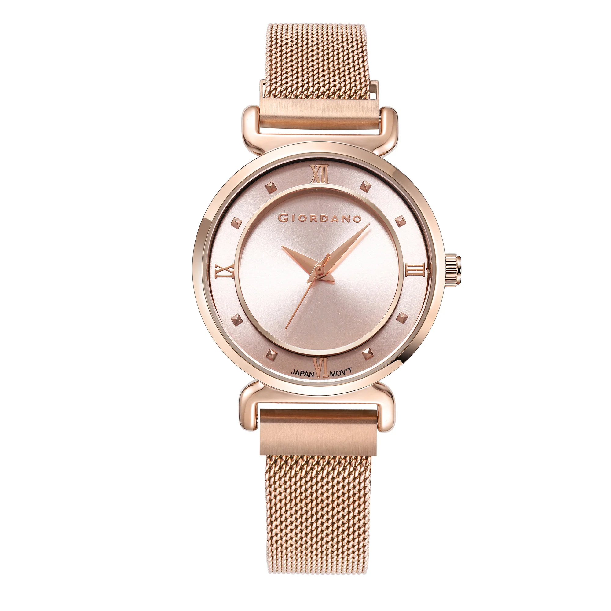 Giordano Silver  Analog Stylish Watch for Women with Mesh Metal Strap, 3 Hand Mechanism and Roman Numerals GZ-60062-33 - Image 3
