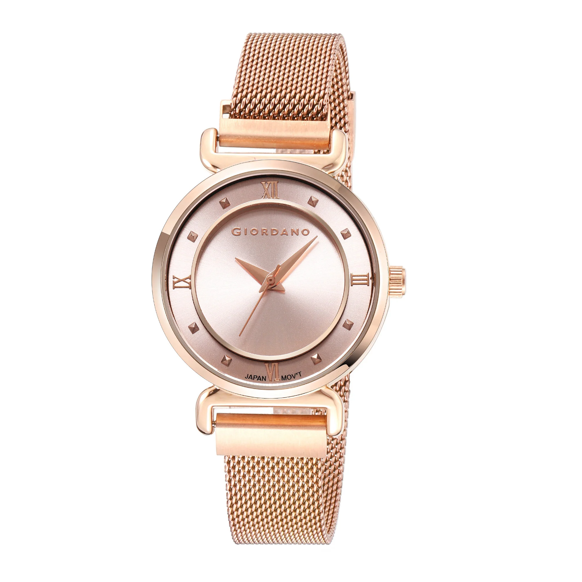 Giordano Silver  Analog Stylish Watch for Women with Mesh Metal Strap, 3 Hand Mechanism and Roman Numerals GZ-60062-33 - Image 4