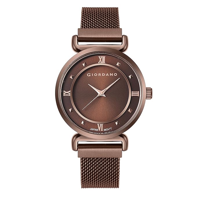 Giordano Silver  Analog Stylish Watch for Women with Mesh Metal Strap, 3 Hand Mechanism and Roman Numerals GZ-60062-55 - Image 5