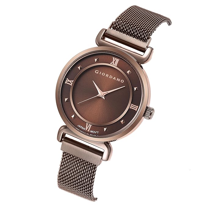 Giordano Silver  Analog Stylish Watch for Women with Mesh Metal Strap, 3 Hand Mechanism and Roman Numerals GZ-60062-55 - Image 6