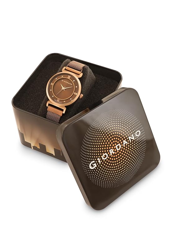 Giordano Silver  Analog Stylish Watch for Women with Mesh Metal Strap, 3 Hand Mechanism and Roman Numerals GZ-60062-55 - Image 7