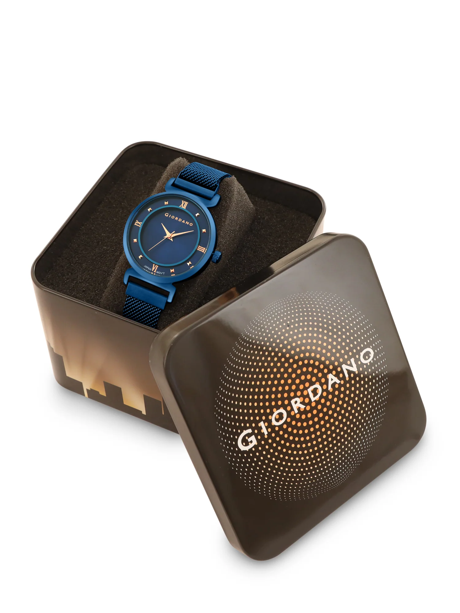 Giordano Silver  Analog Stylish Watch for Women with Mesh Metal Strap, 3 Hand Mechanism and Roman Numerals GZ-60062-44 - Image 6