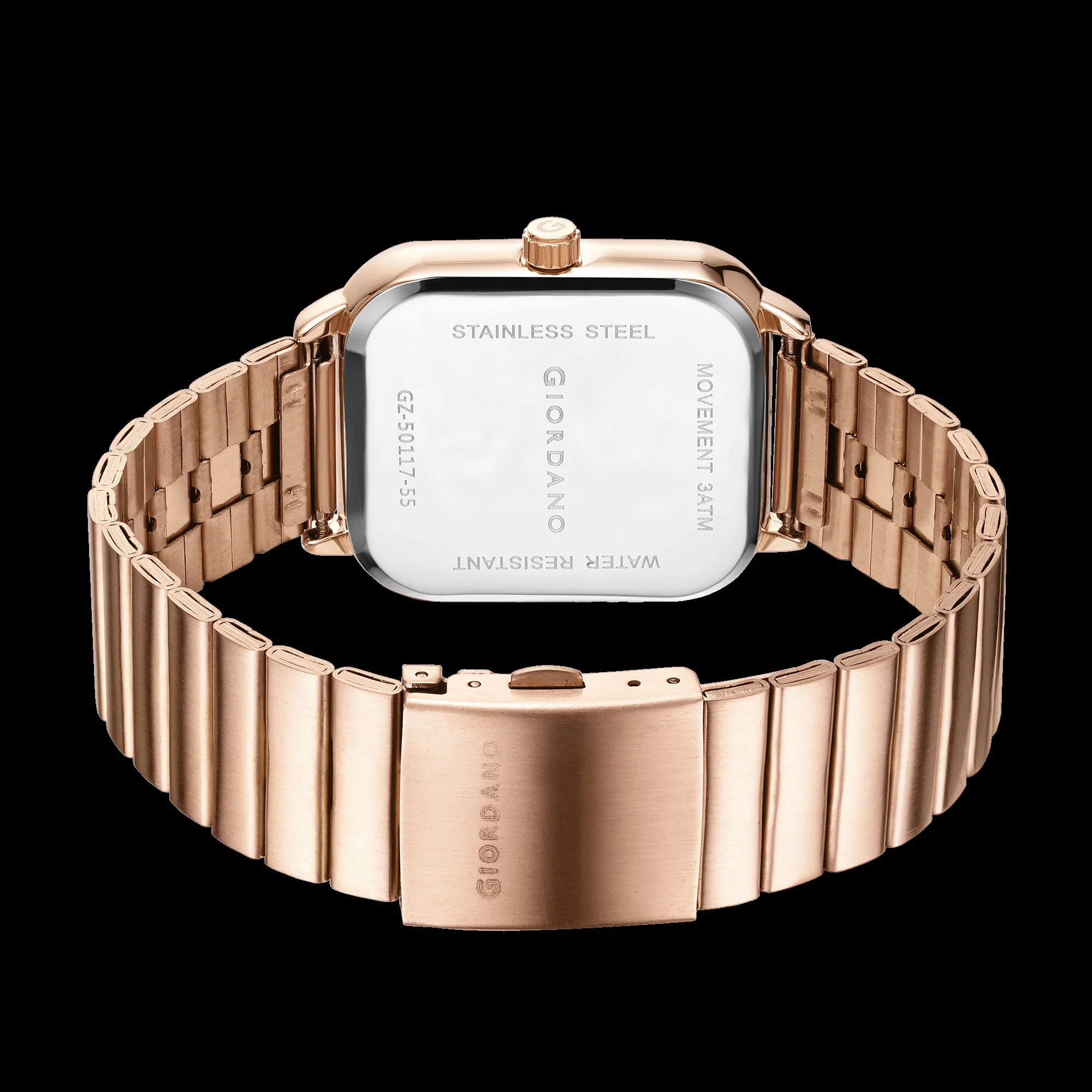 Giordano Silver  Classic Square Analog Watch for Men with Moon Phase Display and Stainless Steel Strap GZ-50117-55 - Image 5