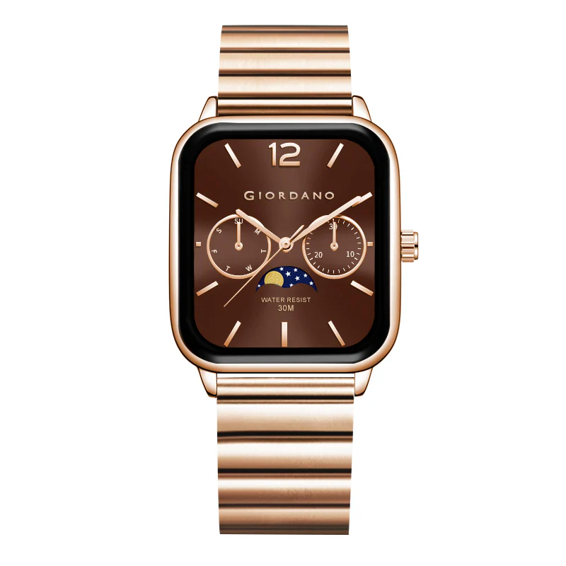 Giordano Silver  Classic Square Analog Watch for Men with Moon Phase Display and Stainless Steel Strap GZ-50117-55 - Image 6