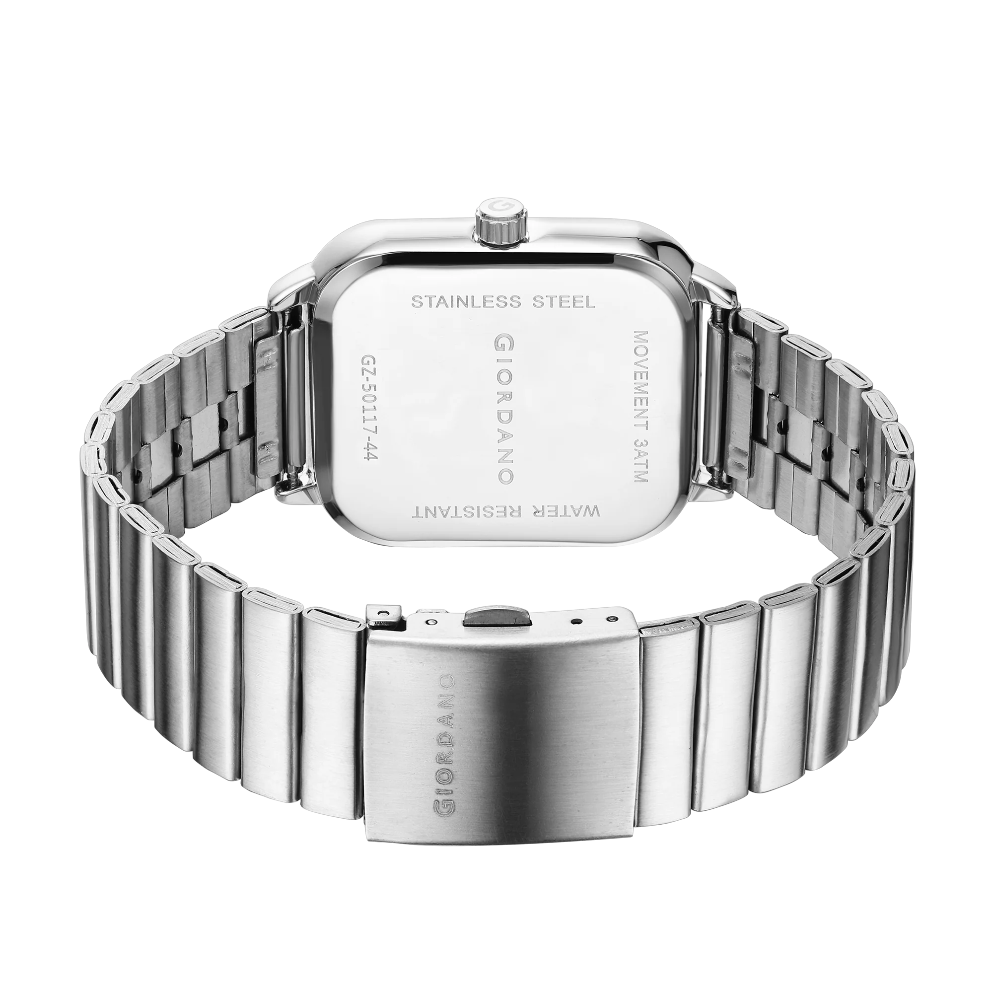 Giordano Silver  Classic Square Analog Watch for Men with Moon Phase Display and Stainless Steel Strap GZ-50117-44 - Image 6