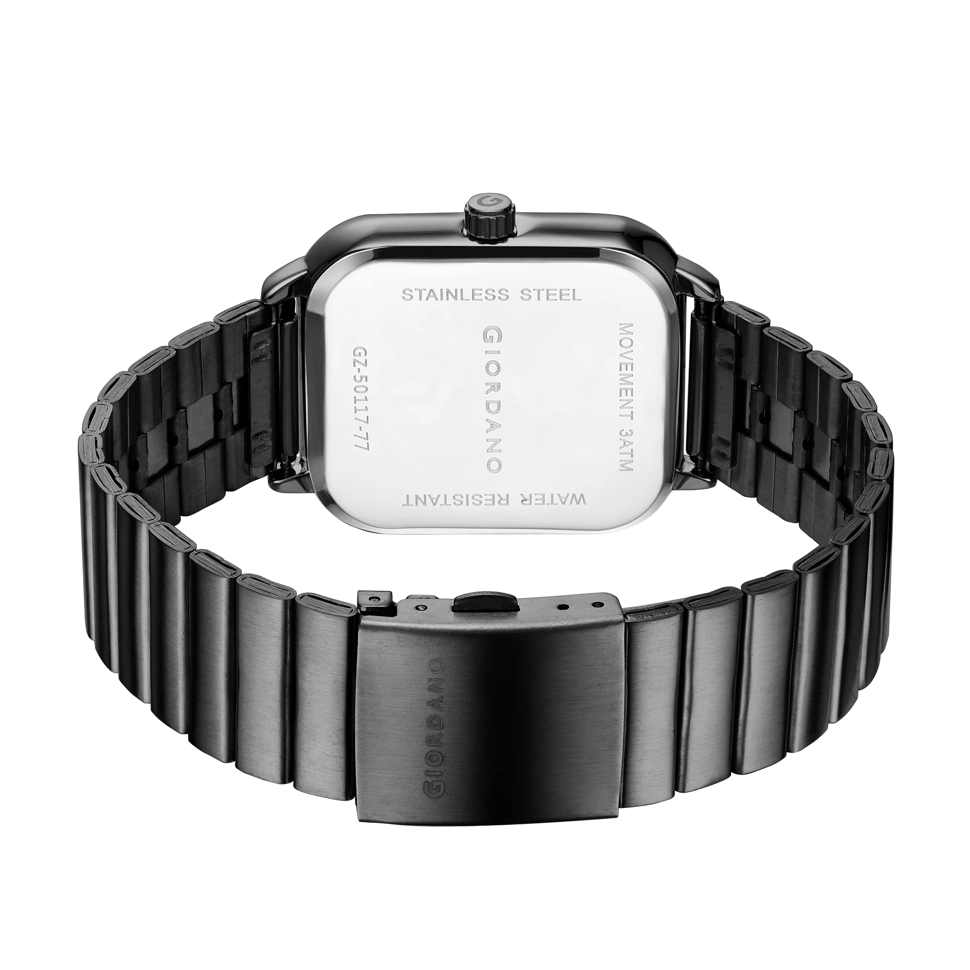 Giordano Silver  Classic Square Analog Watch for Men with Moon Phase Display and Stainless Steel Strap GZ-50117-77 - Image 6