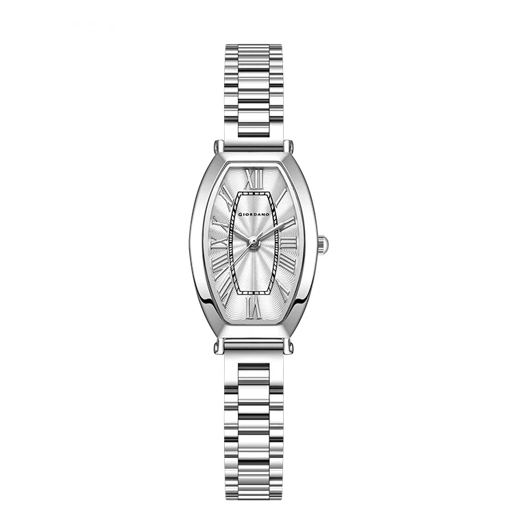 Giordano Silver oval shape Dial Watch for women – Elegant Roman Numerals, Stainless Steel Strap, Sleek Analog Design GZ-60100-11 - Image 6