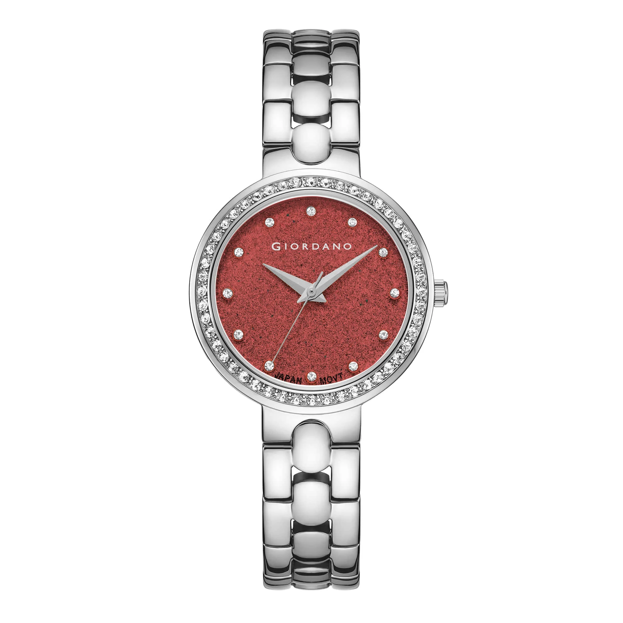 Giordano Silver Shimmer Collection Analog Watch for Women with Diamond Studded Case, Shimmer Dial and Stylish Stainless Steel Strap A2068-22 - Image 4