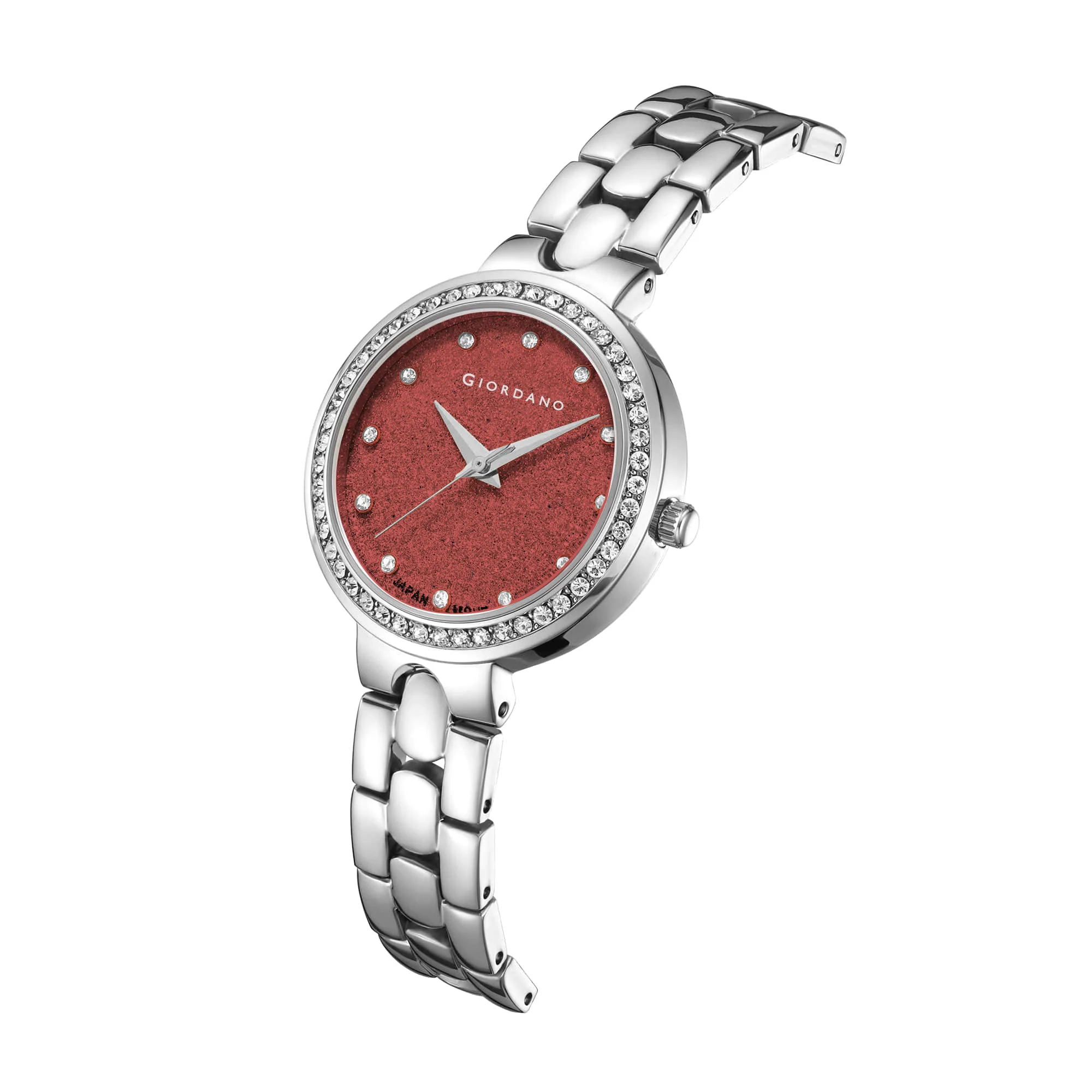 Giordano Silver Shimmer Collection Analog Watch for Women with Diamond Studded Case, Shimmer Dial and Stylish Stainless Steel Strap A2068-22 - Image 5