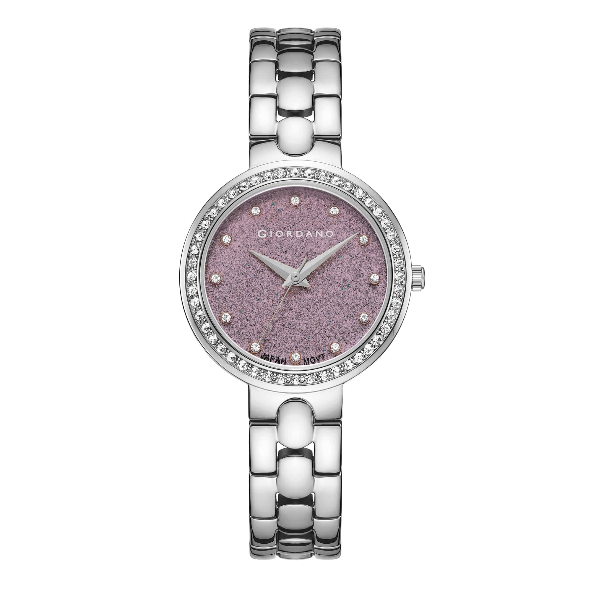 Giordano Silver  Shimmer Collection Analog Watch for Women with Diamond Studded Case, Shimmer Dial and Stylish Stainless Steel Strap A2068-33 - Image 4