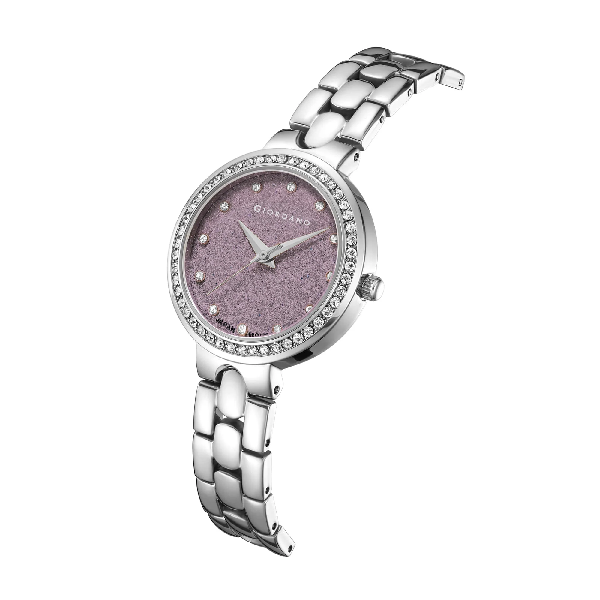 Giordano Silver  Shimmer Collection Analog Watch for Women with Diamond Studded Case, Shimmer Dial and Stylish Stainless Steel Strap A2068-33 - Image 5