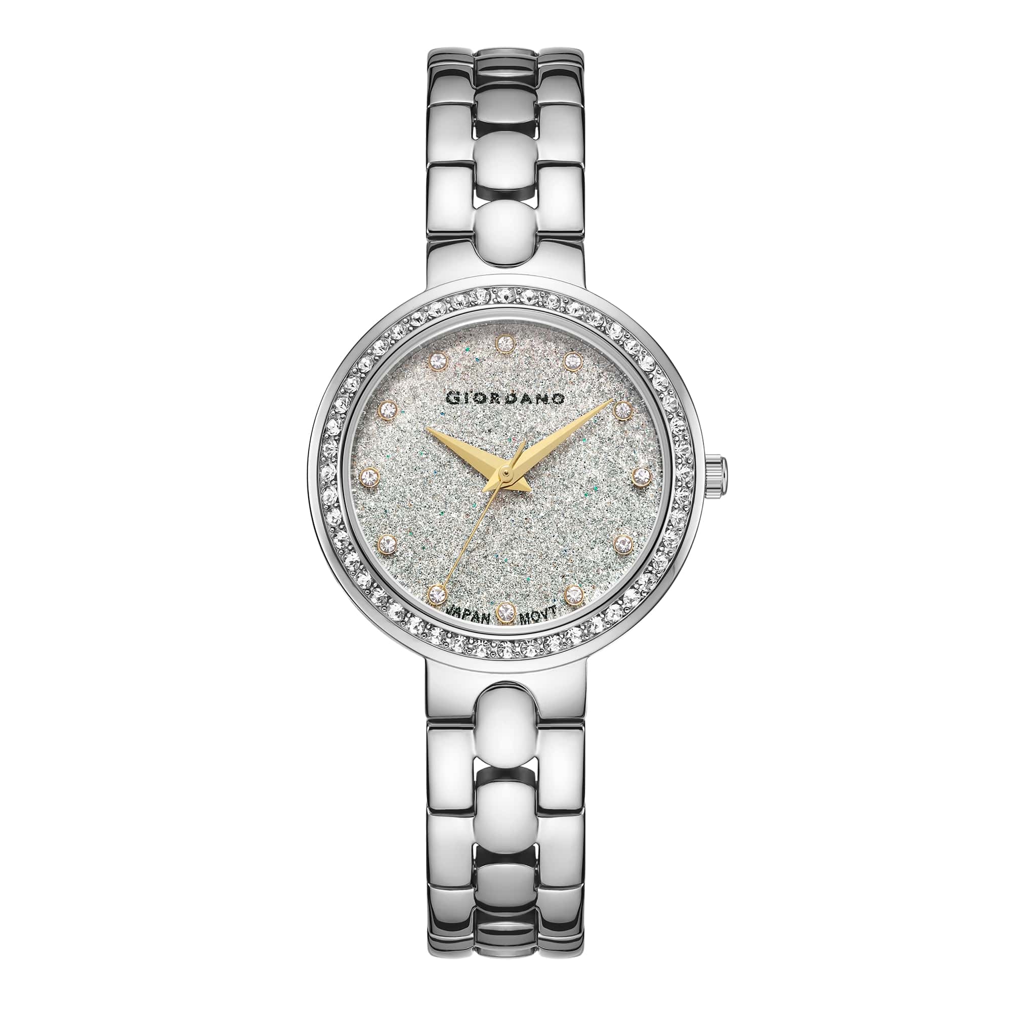 Giordano Silver  Shimmer Collection Analog Watch for Women with Diamond Studded Case, Shimmer Dial and Stylish Stainless Steel Strap A2068-11 - Image 4