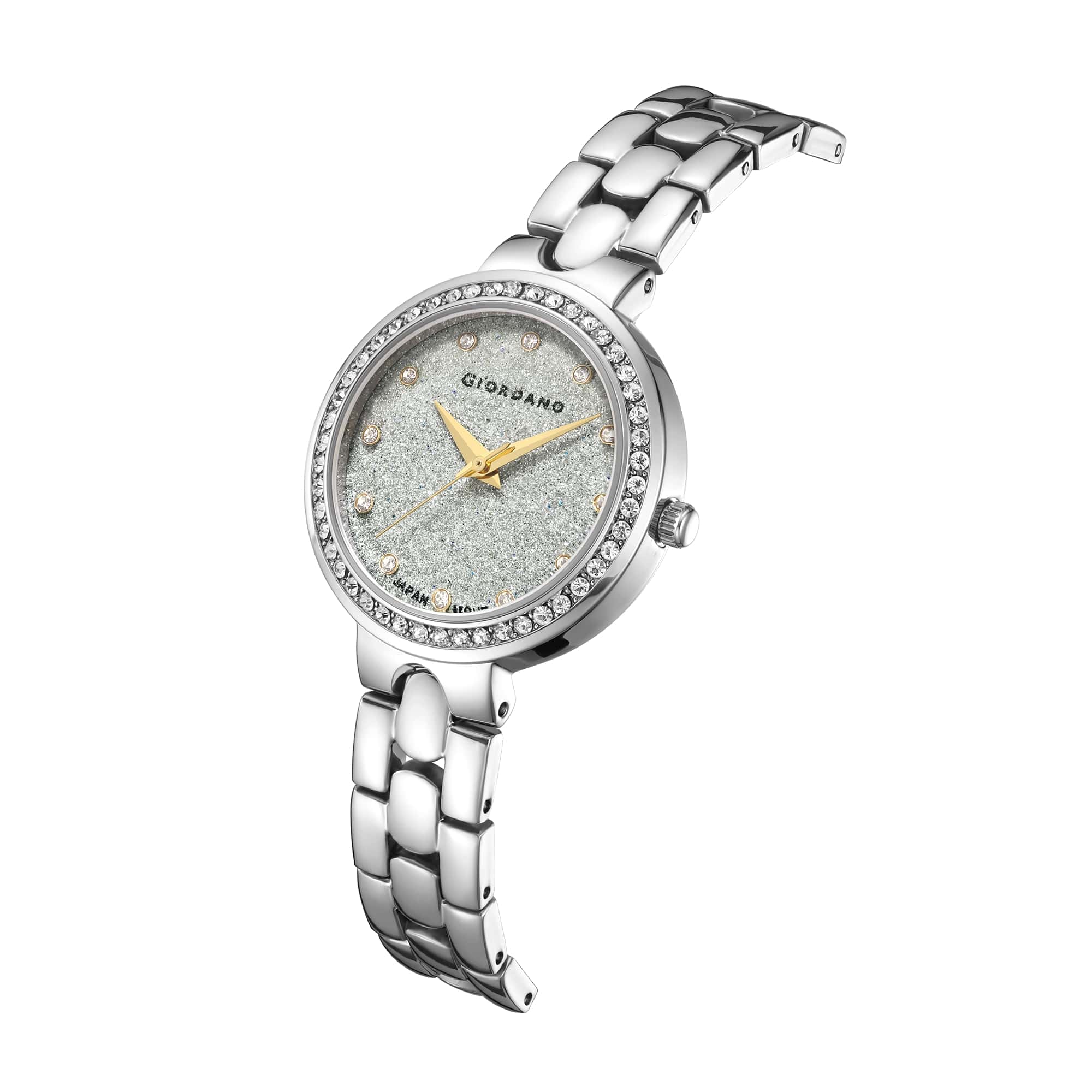 Giordano Silver  Shimmer Collection Analog Watch for Women with Diamond Studded Case, Shimmer Dial and Stylish Stainless Steel Strap A2068-11 - Image 5