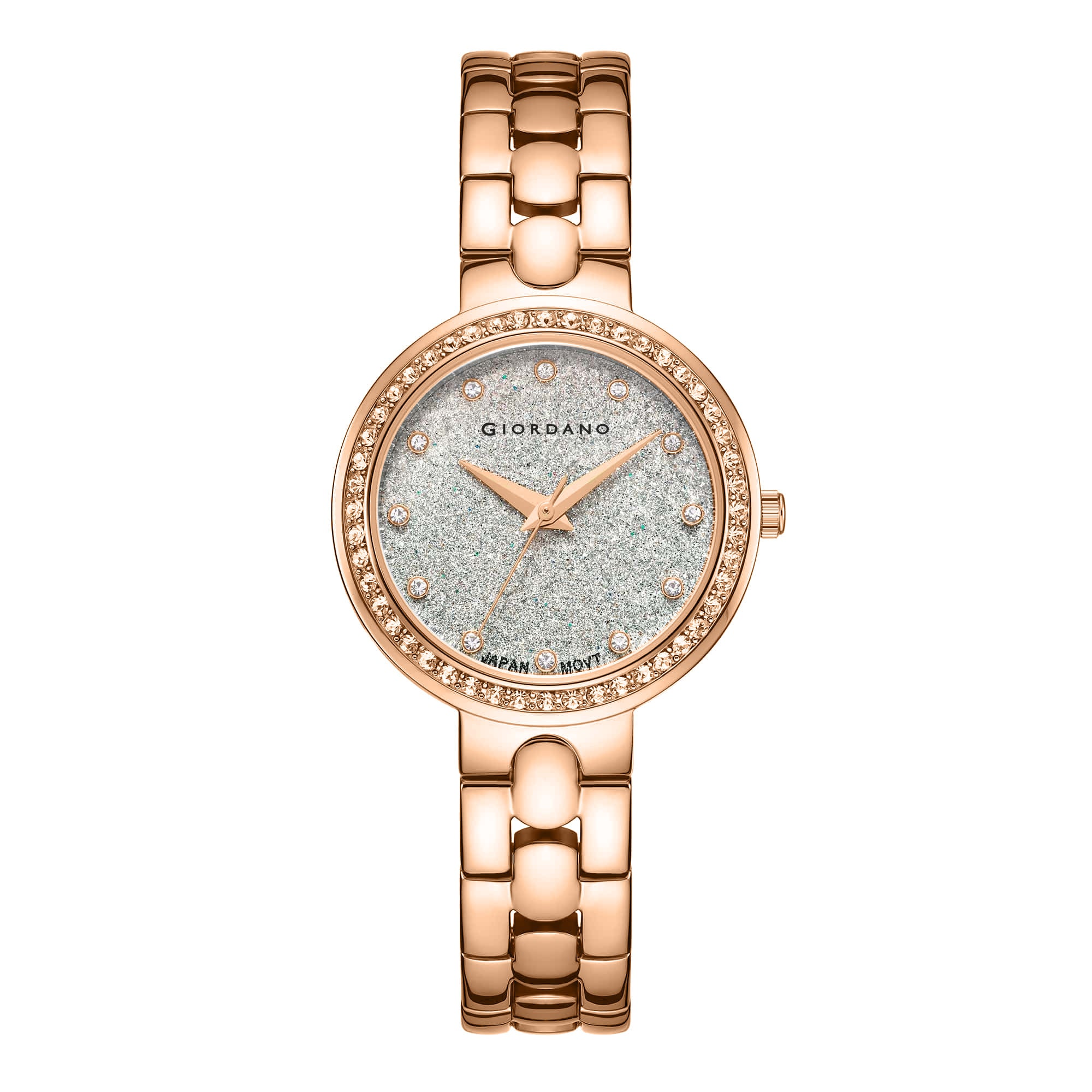 Giordano Silver Shimmer Collection Analog Watch for Women with Diamond Studded Case, Shimmer Dial and Stylish Stainless Steel Strap A2068-44 - Image 4