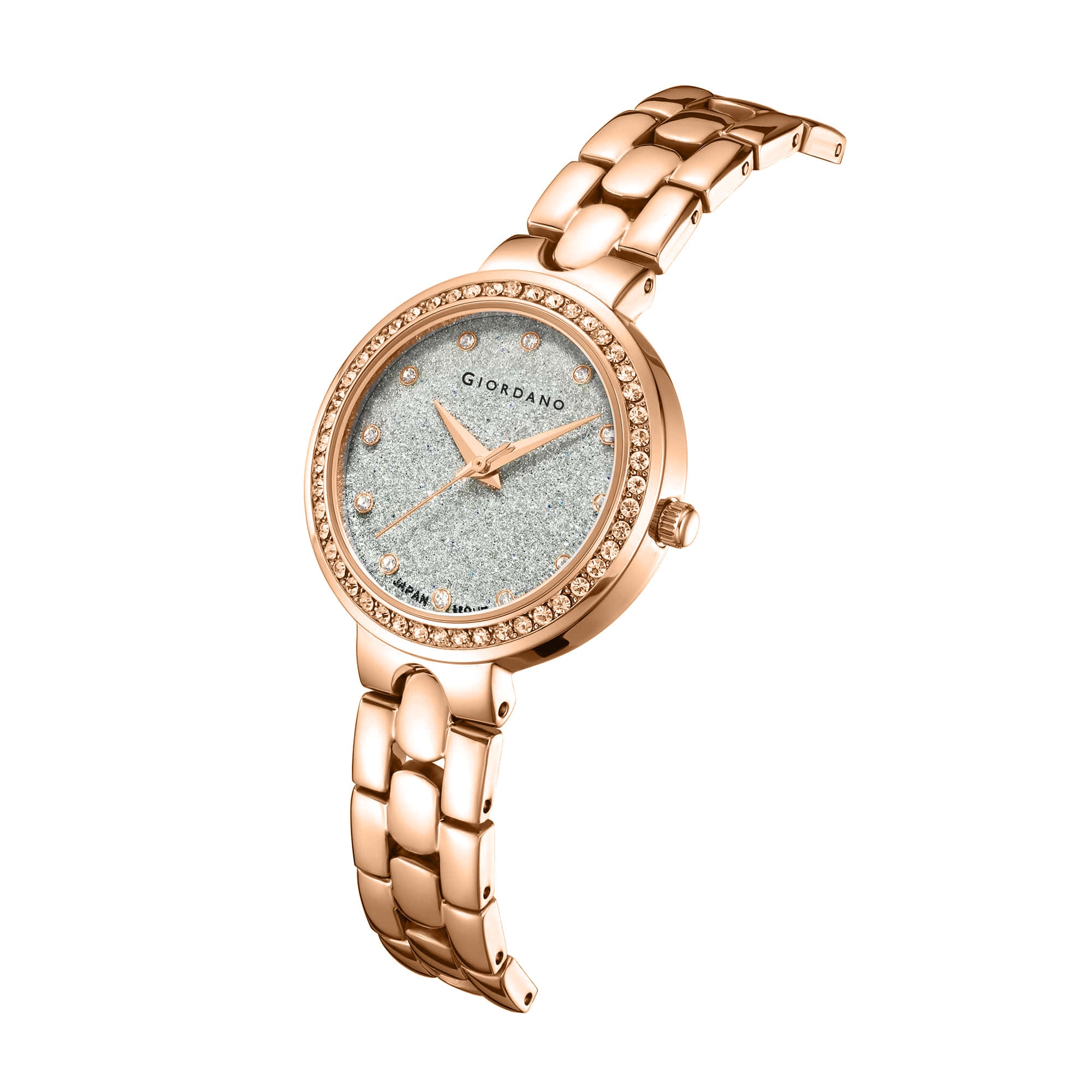 Giordano Silver Shimmer Collection Analog Watch for Women with Diamond Studded Case, Shimmer Dial and Stylish Stainless Steel Strap A2068-44 - Image 5